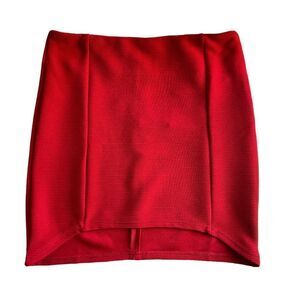 MINKPINK Red Stretch Ribbed Mini Skirt S